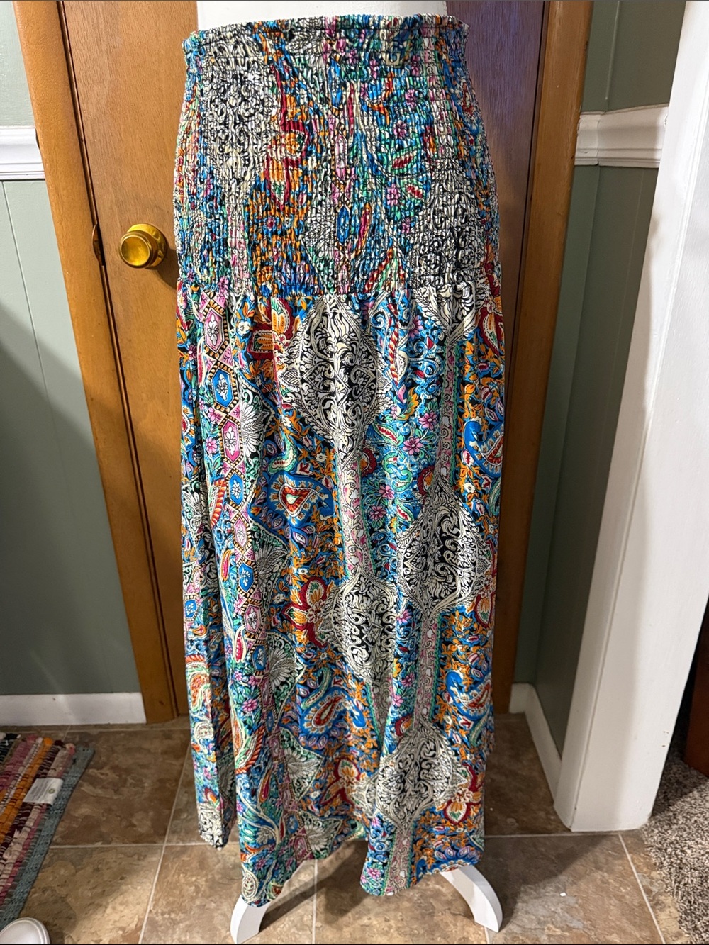 Multicolor Smocked Waist Maxi Skirt Size XL